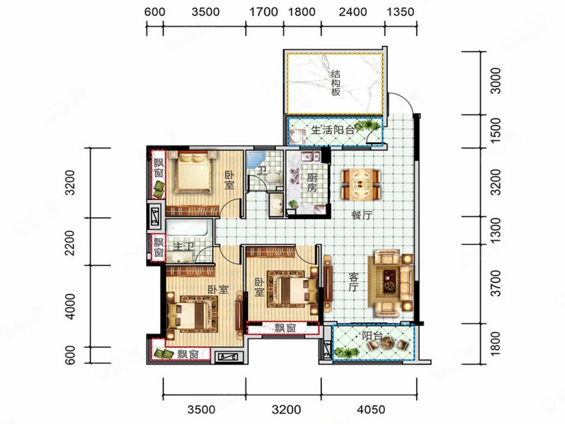 桂阳县锦绣金湾2栋C户型