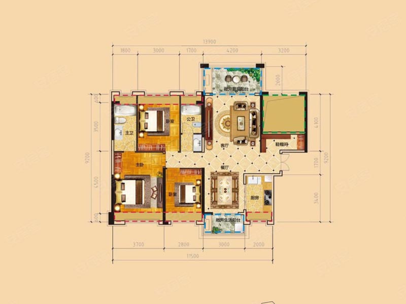 桂阳县麒麟首府7栋A户型