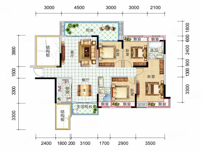 桂阳县锦绣金湾1栋B户型