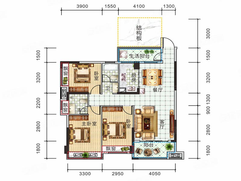 桂阳县锦绣金湾3栋G户型