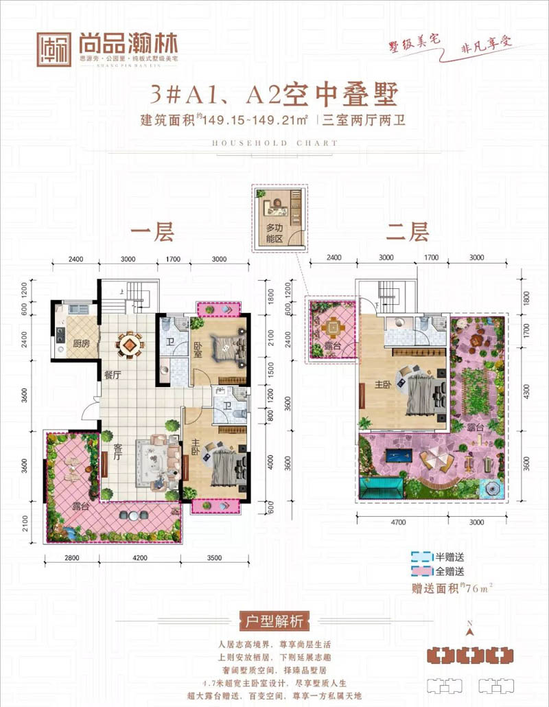 安仁县尚品瀚林3栋叠墅A户型