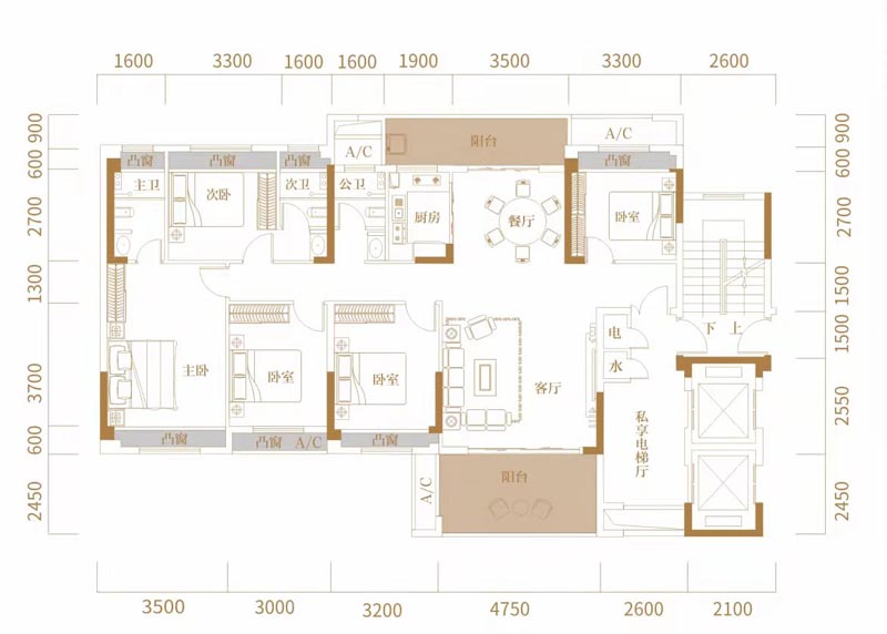 苏仙区万腾观山悦10栋D2户型