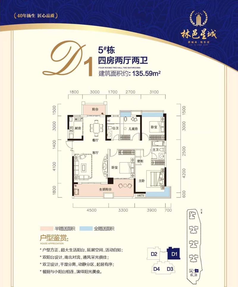 北湖区林邑星城5栋D1户型