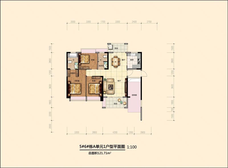 北湖区书香名苑6栋A户型