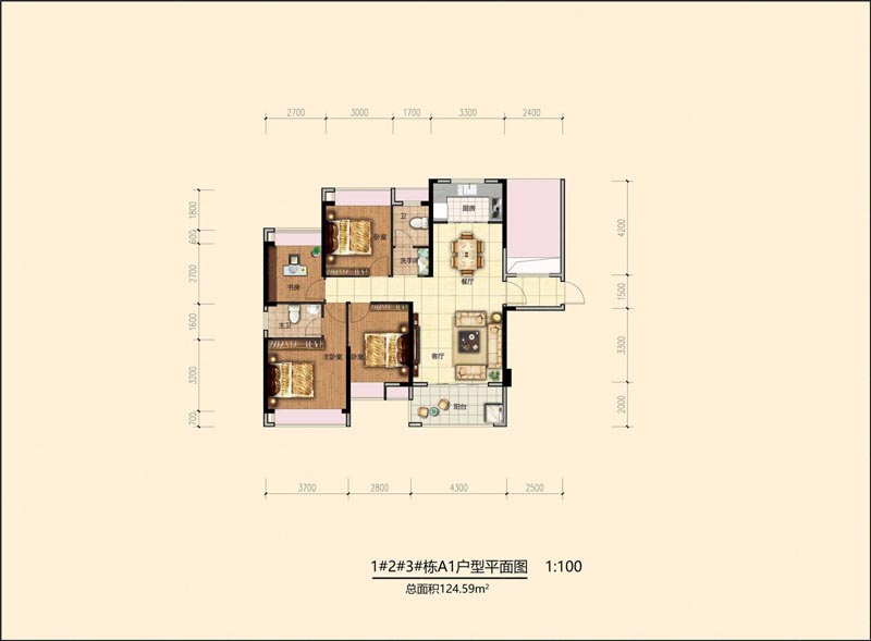 北湖区书香名苑1栋A1户型