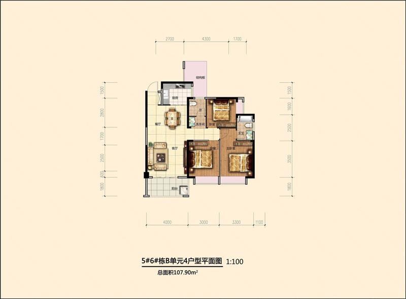 北湖区书香名苑5栋4户型