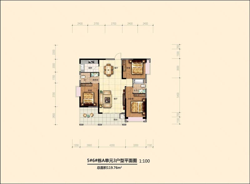 北湖区书香名苑5栋A户型
