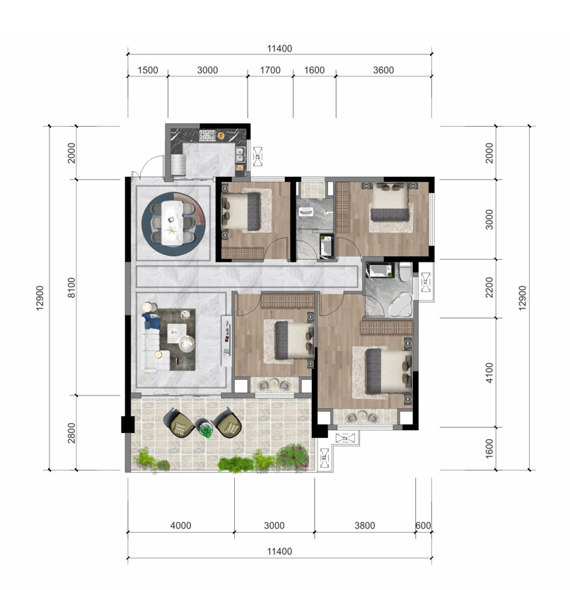 祁东县霞岭城二期1栋03户型