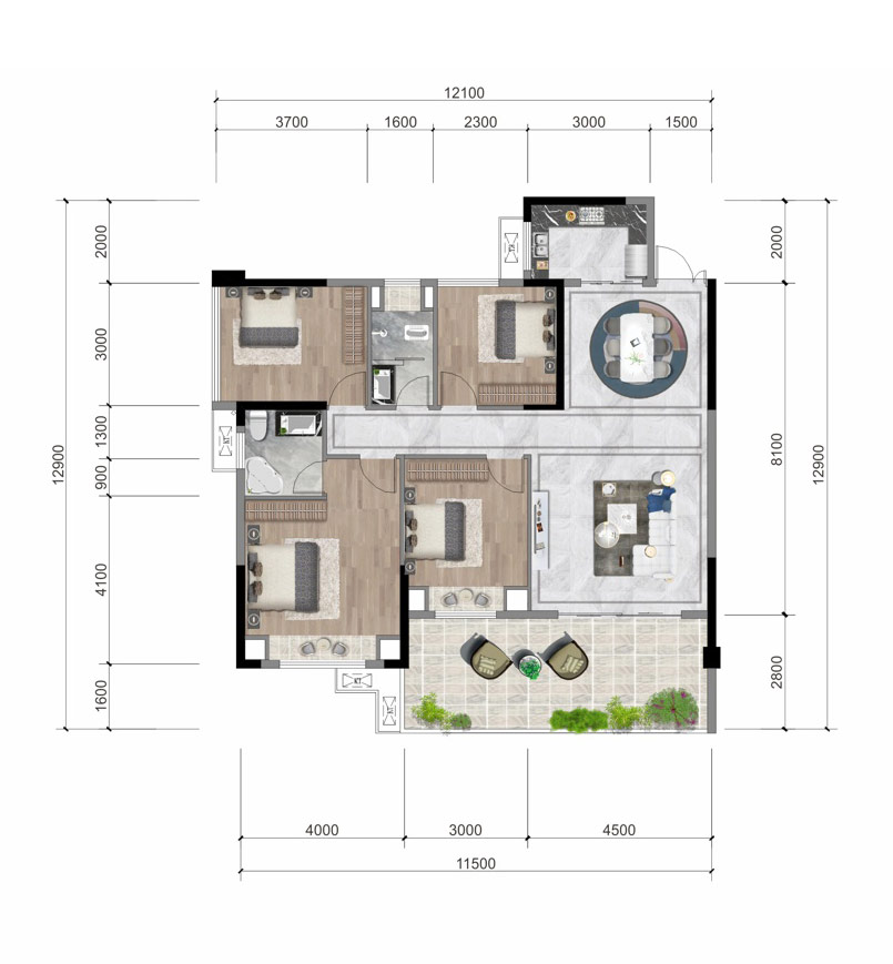 祁东县霞岭城二期1栋02户型