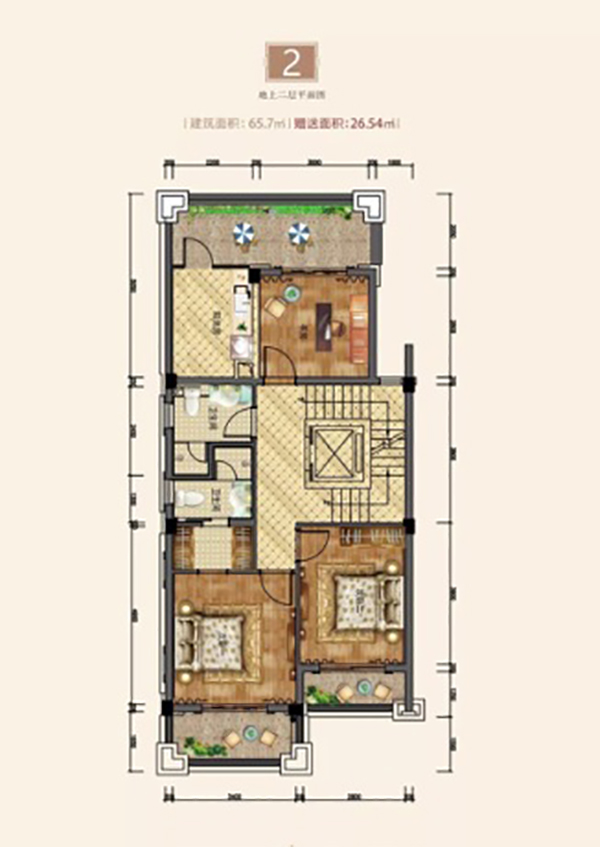 醴陵市旗滨公园里开间二层