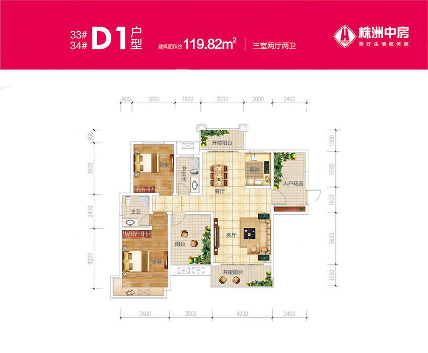 株洲市中房天玺湾33/34#D1户型