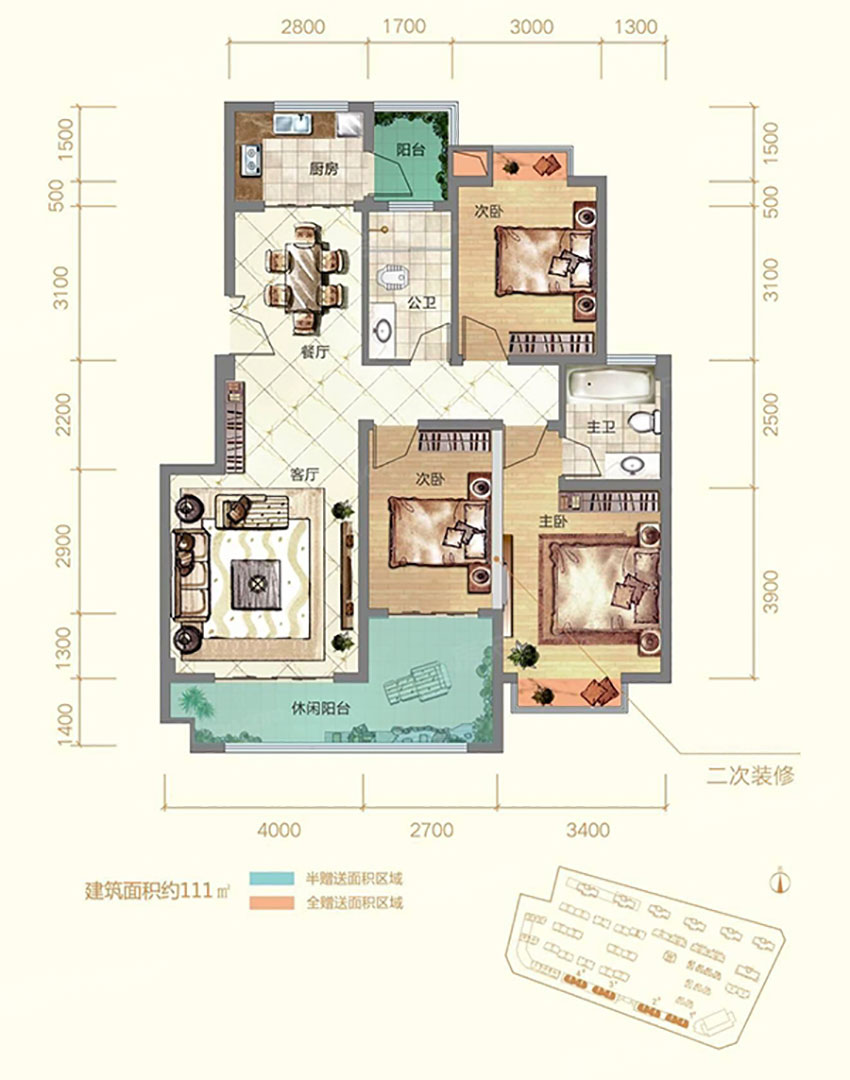 株洲市盛世金龙湾3#Y3户型