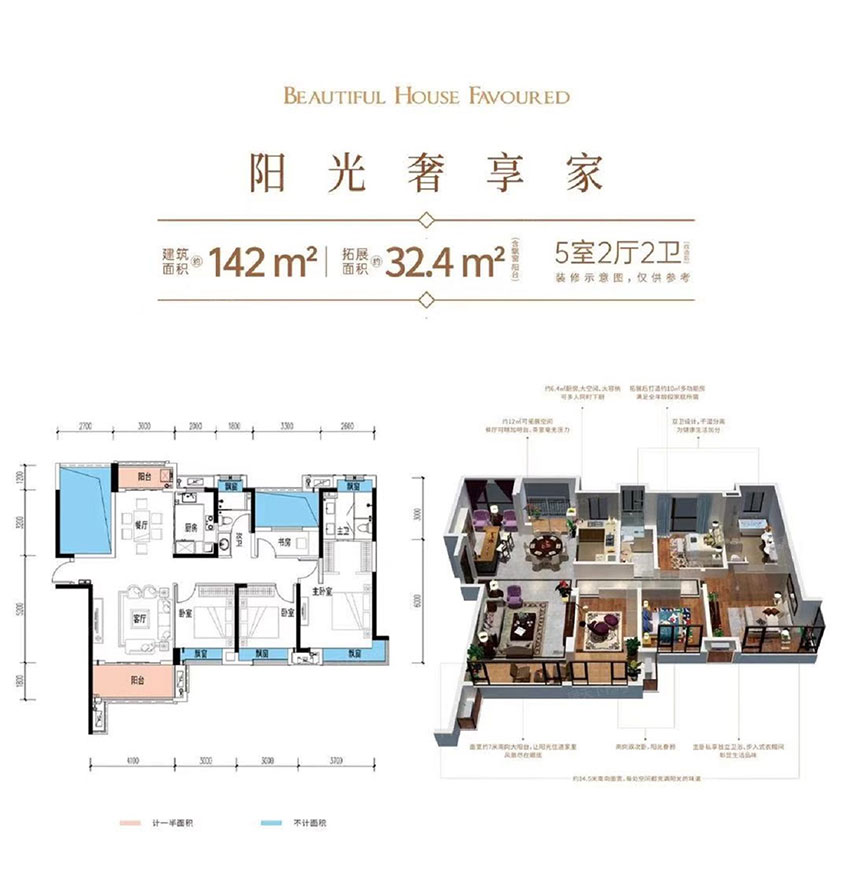株洲市汇金新城建面约142㎡户型