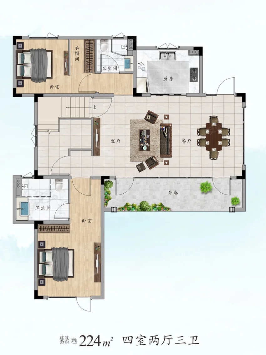 株洲市绿城云栖桃源建面约224㎡户型