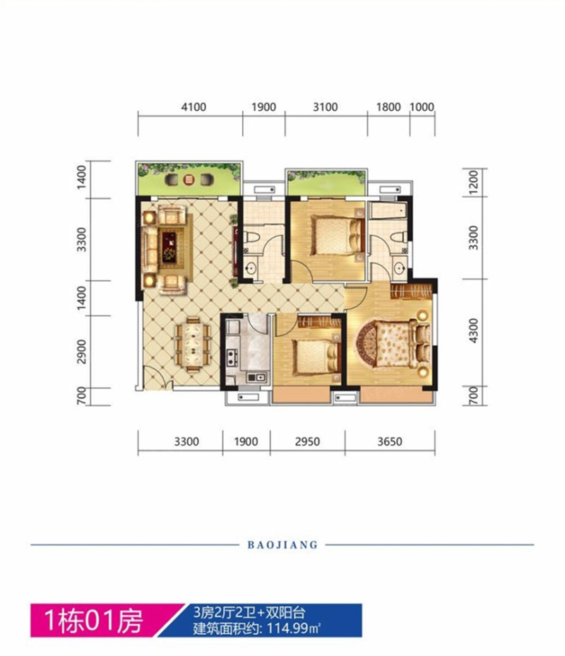 株洲市宝江南城首座1#01户型