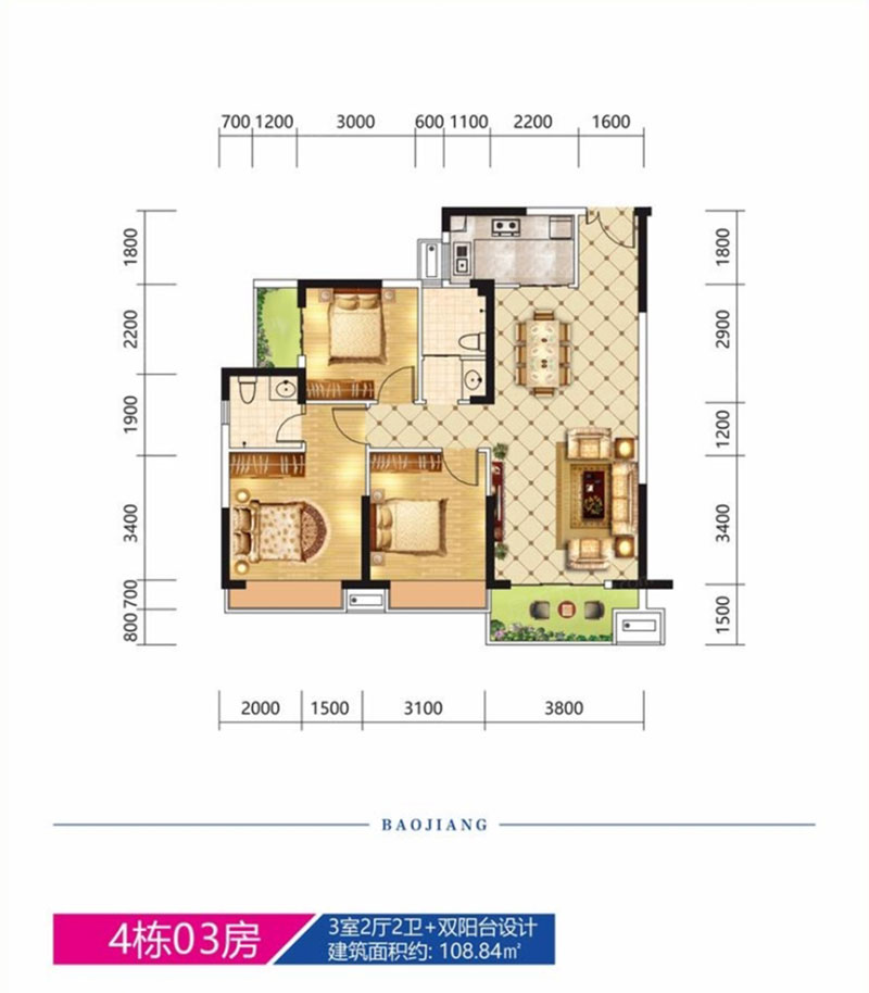 株洲市宝江南城首座4#03户型