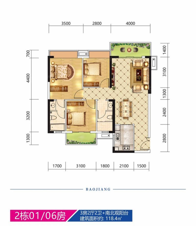 株洲市宝江南城首座2#01/06户型