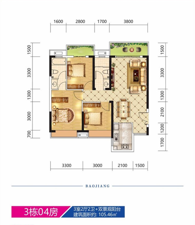 株洲市宝江南城首座3#04户型
