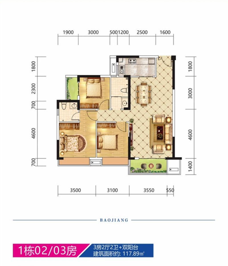 株洲市宝江南城首座1#02/03户型
