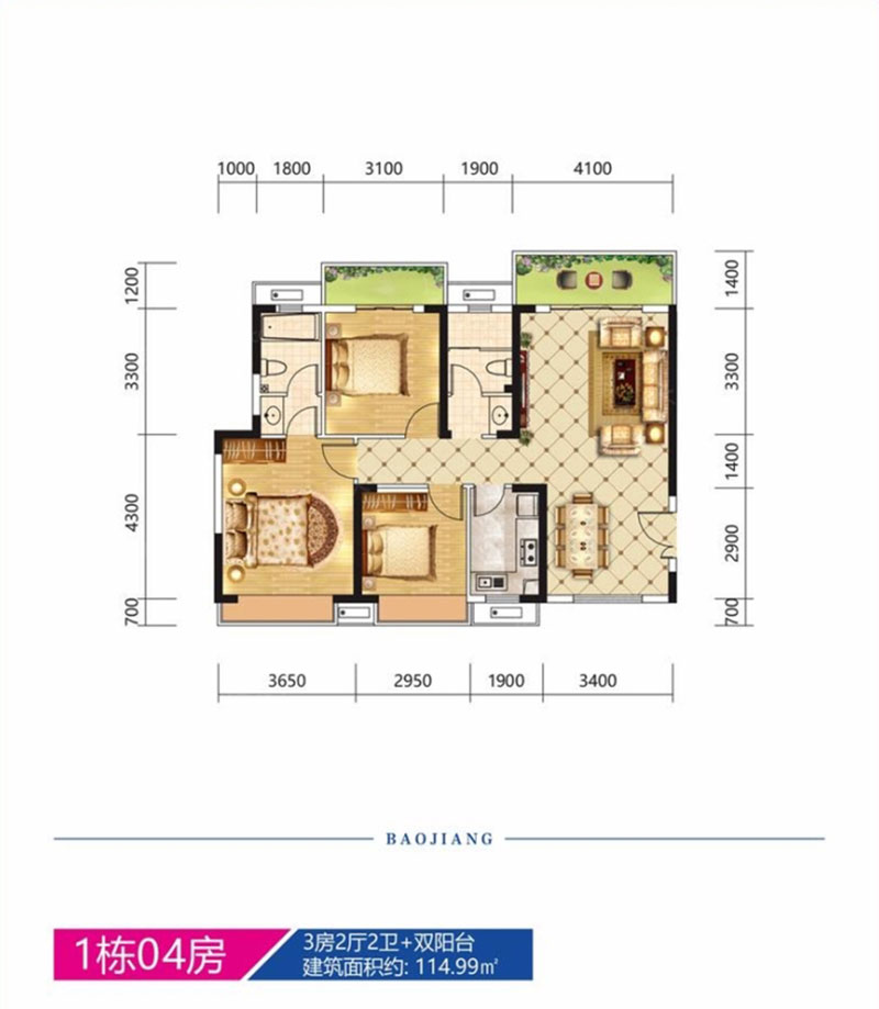 株洲市宝江南城首座1#04户型