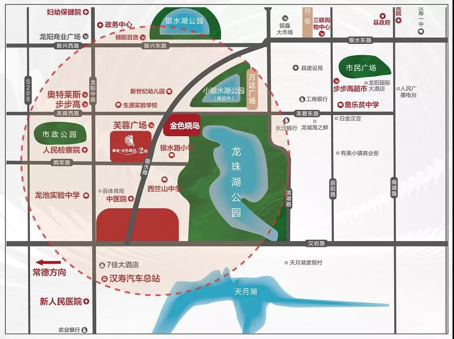 汉寿县金色晓岛区位图