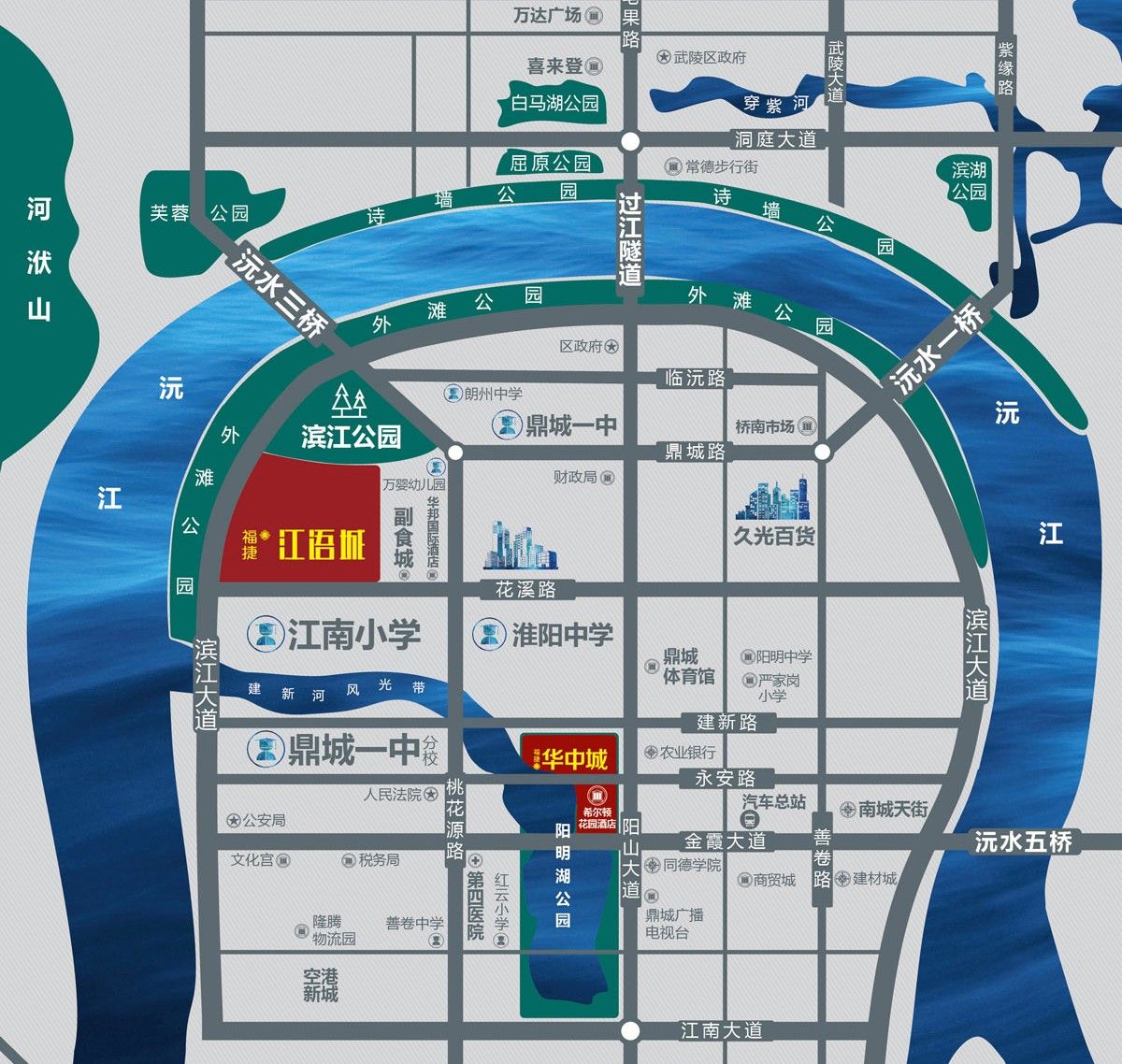 常德市福捷江语城区位图