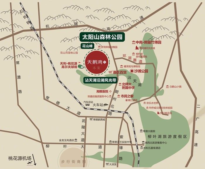 常德市天利天鹅湾二期区位图