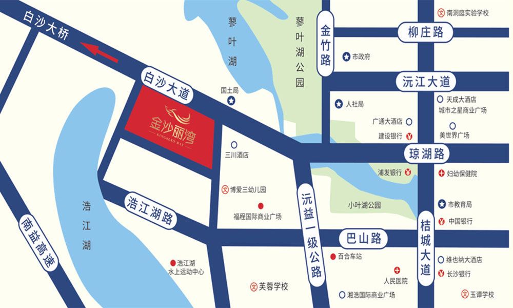 沅江市金沙丽湾区位图