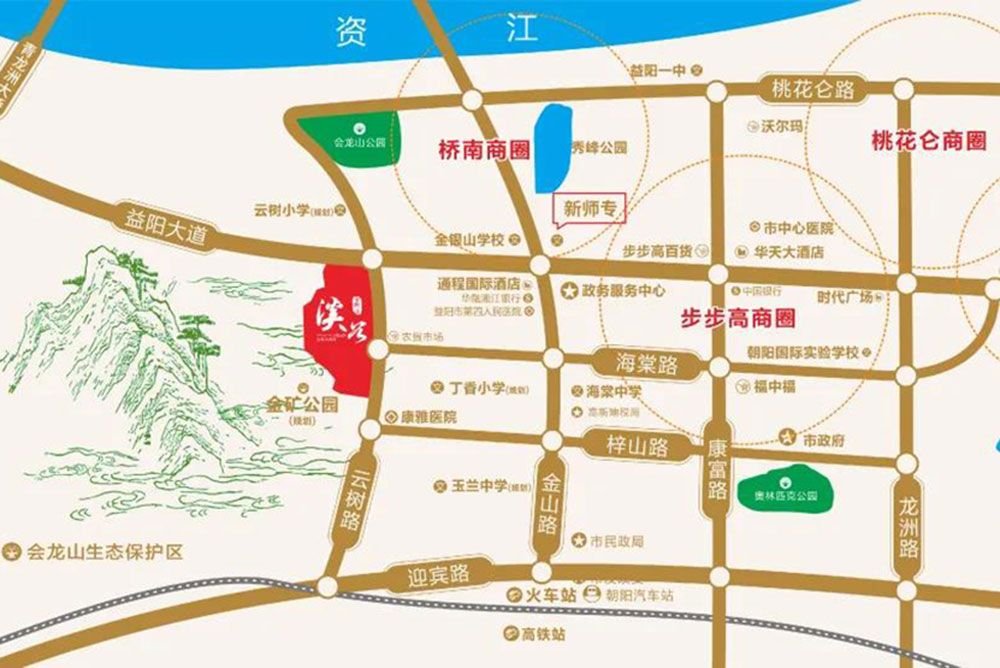 赫山区会龙山溪谷区位图