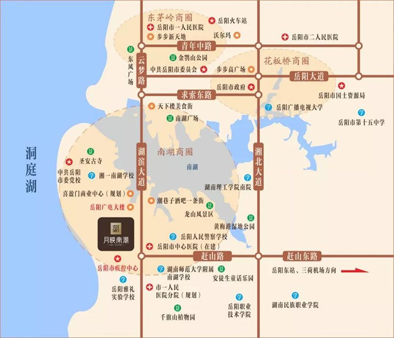 岳阳楼区月映南湖区位图