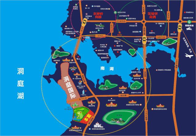 岳阳楼区洞庭国际半岛公园区位图