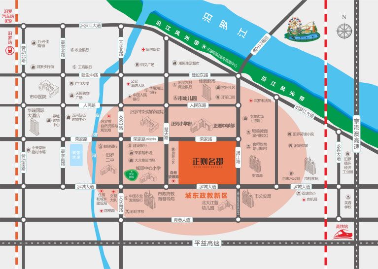 汨罗市正则名郡区位图