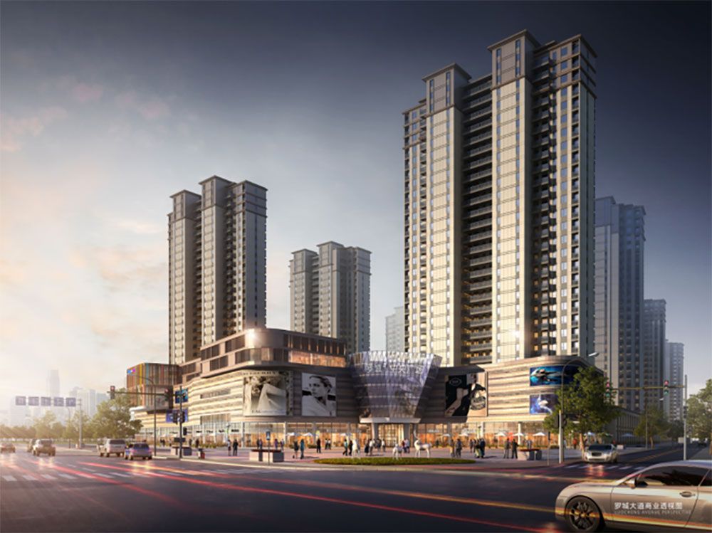 汨罗市罗城中央广场实景图