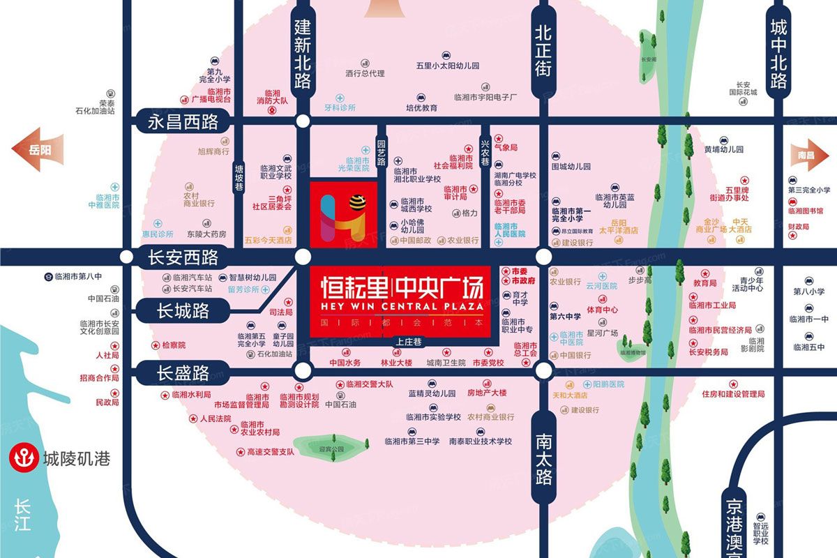 临湘市恒耘里中央首府区位图