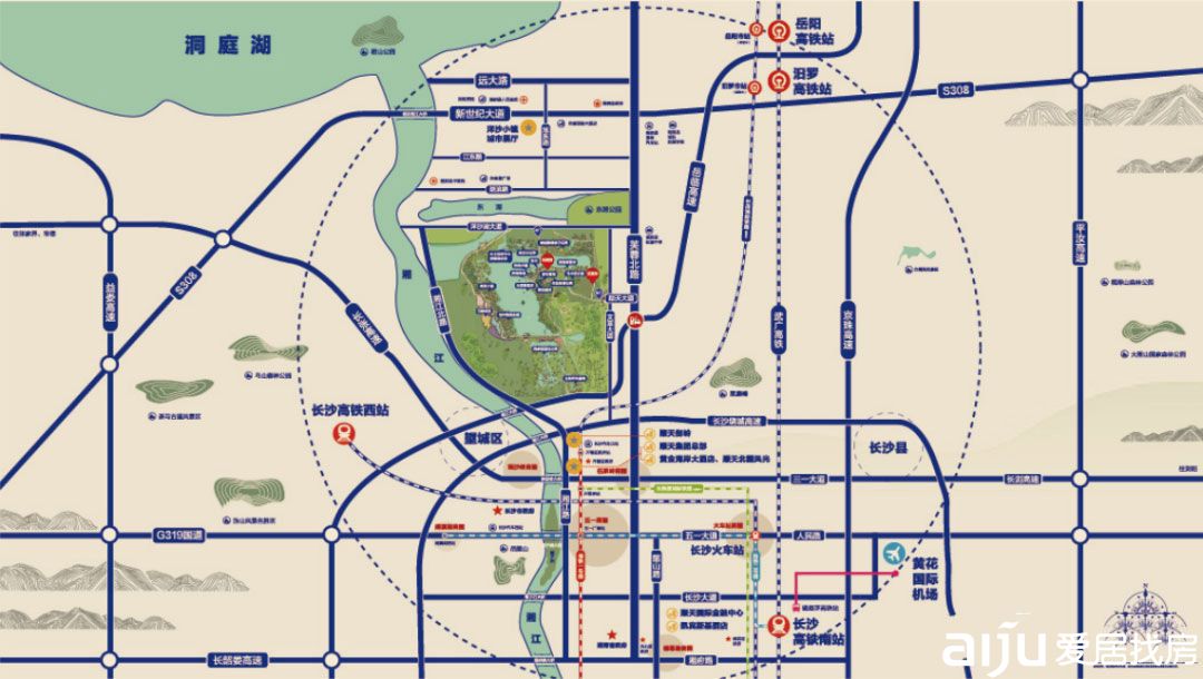 湘阴县洋沙小镇君澜湾区位图