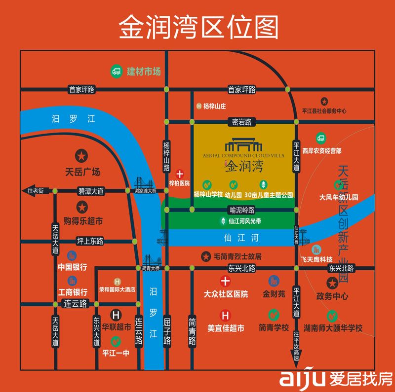 平江县金润湾区位图