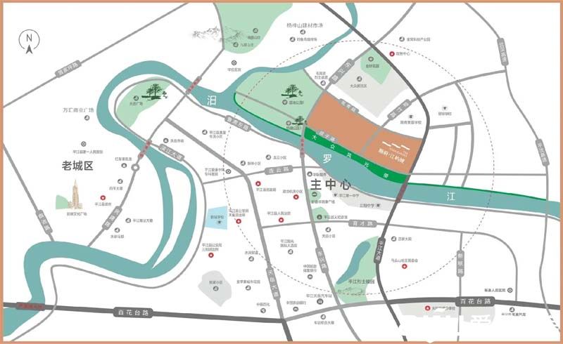 平江县顺府江屿城区位图