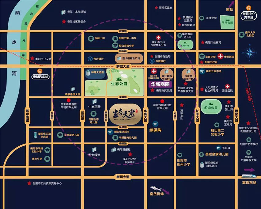 蒸湘区生态天宸区位图