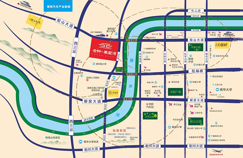 蒸湘区金钟美墅湾区位图