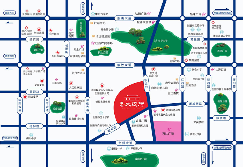 蒸湘区西合大成府区位图