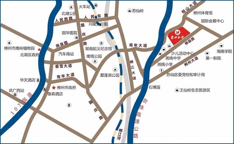 苏仙区东田金湾区位图