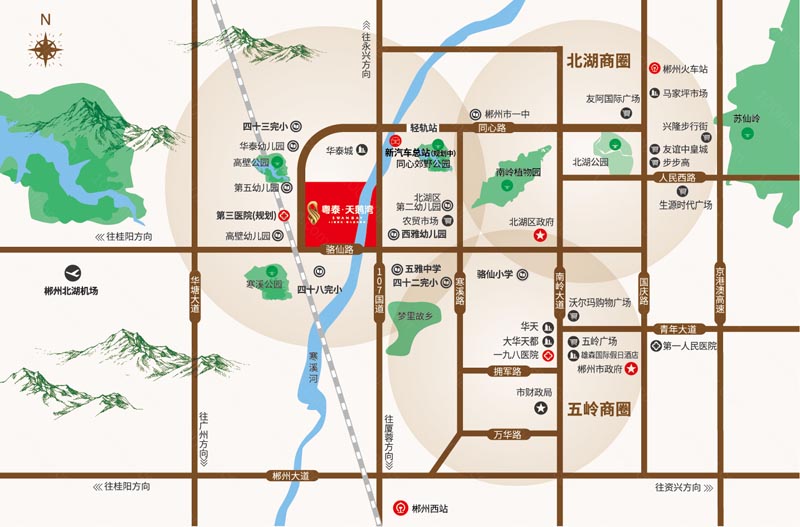 北湖区粤泰天鹅湾区位图