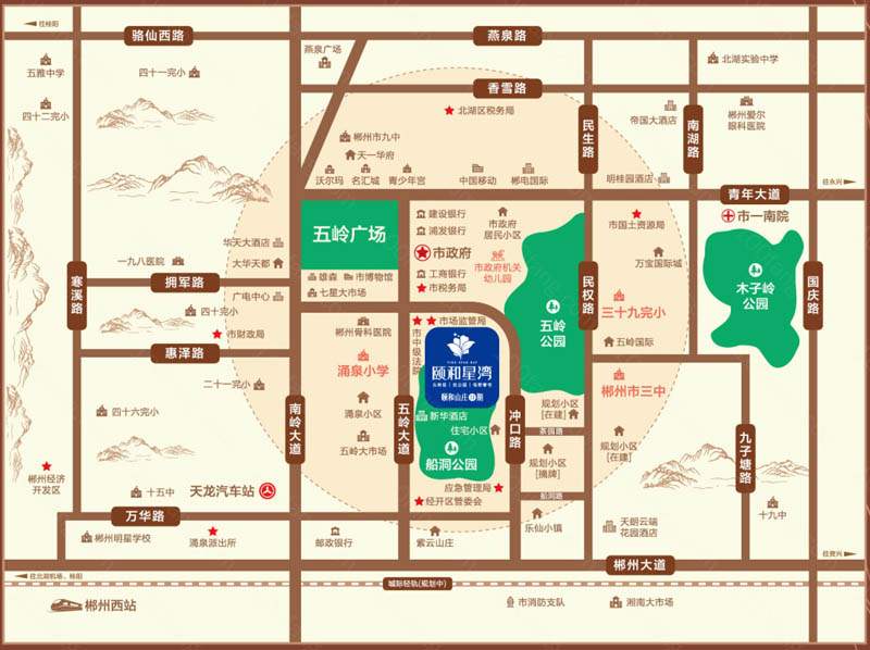 北湖区郴州颐和星湾区位图