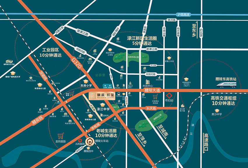 醴陵市旗滨玖玺区位图