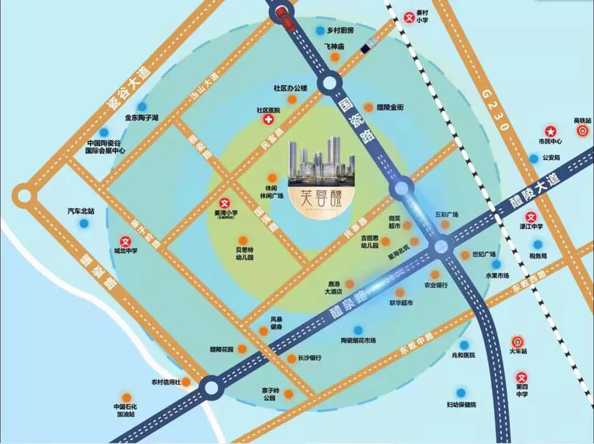 醴陵市芙蓉醴区位图