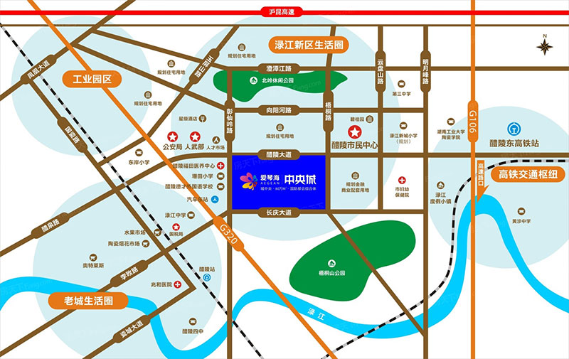 醴陵市爱琴海中央城区位图