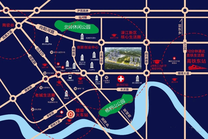 醴陵市公园世家区位图