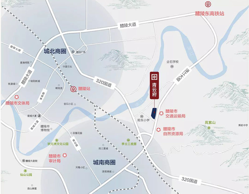 醴陵市青云府区位图