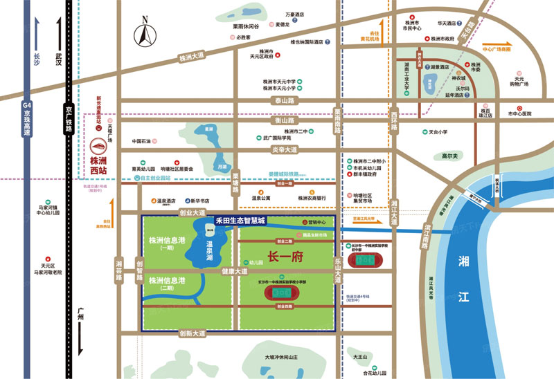 株洲市禾田生态智慧城长一府区位图