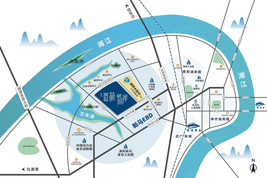 株洲市蔷薇熙岸区位图